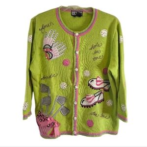 Berek Lime Green Ladies' Golf Cardigan Sweater